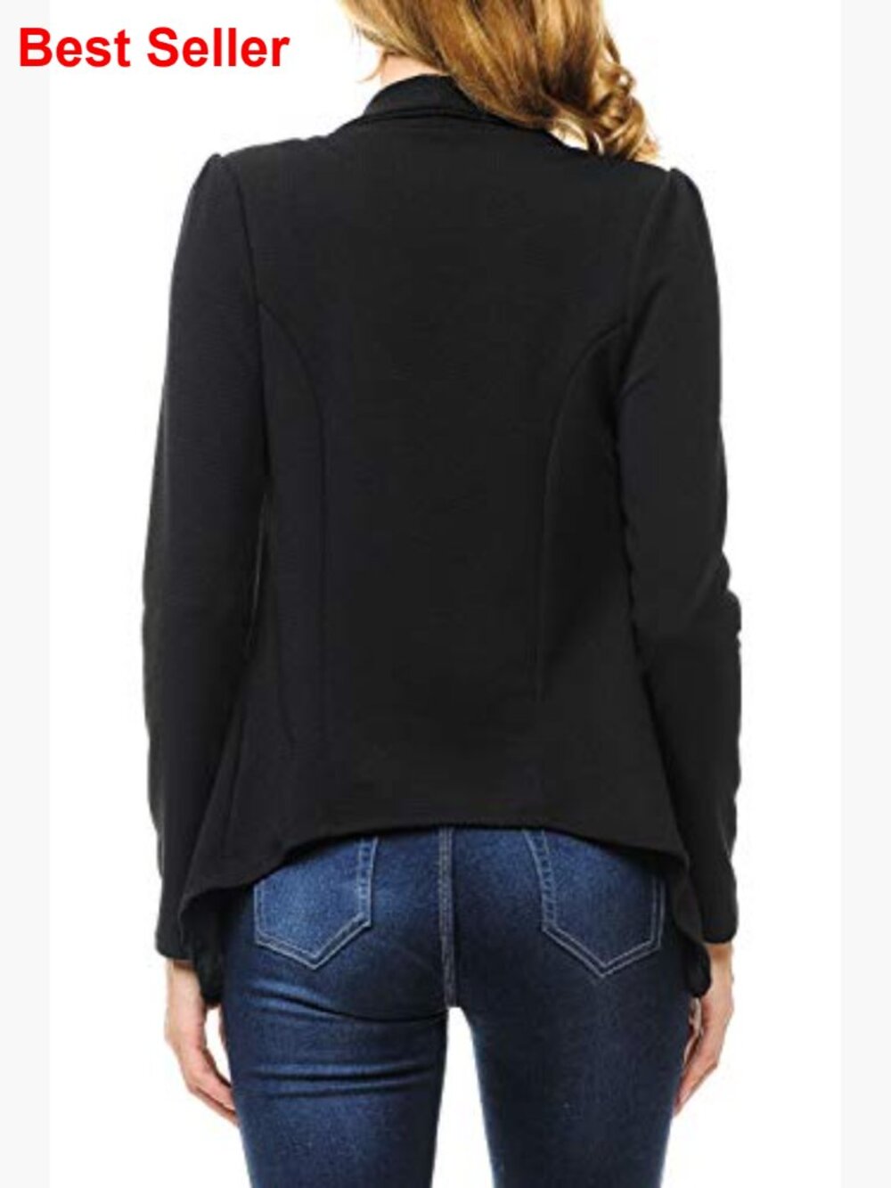 Long Sleeve Draped Open Front Lightweight Blazer Shawl Collar - Picture 4 of 5